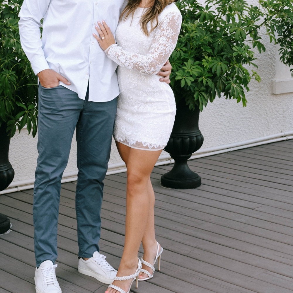 Elegant White Sequin Lace Dress